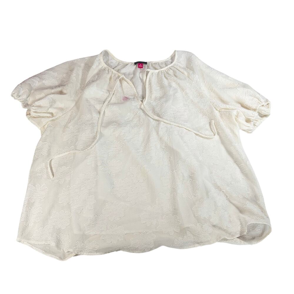 Vince Camuto womens cream sheer floral blouse. Size XL. Attached cami. career